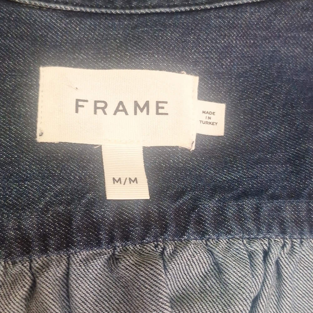 FRAMEGillian Puff-Sleeve Denim Dress Size M NWOT - Picture 9 of 11